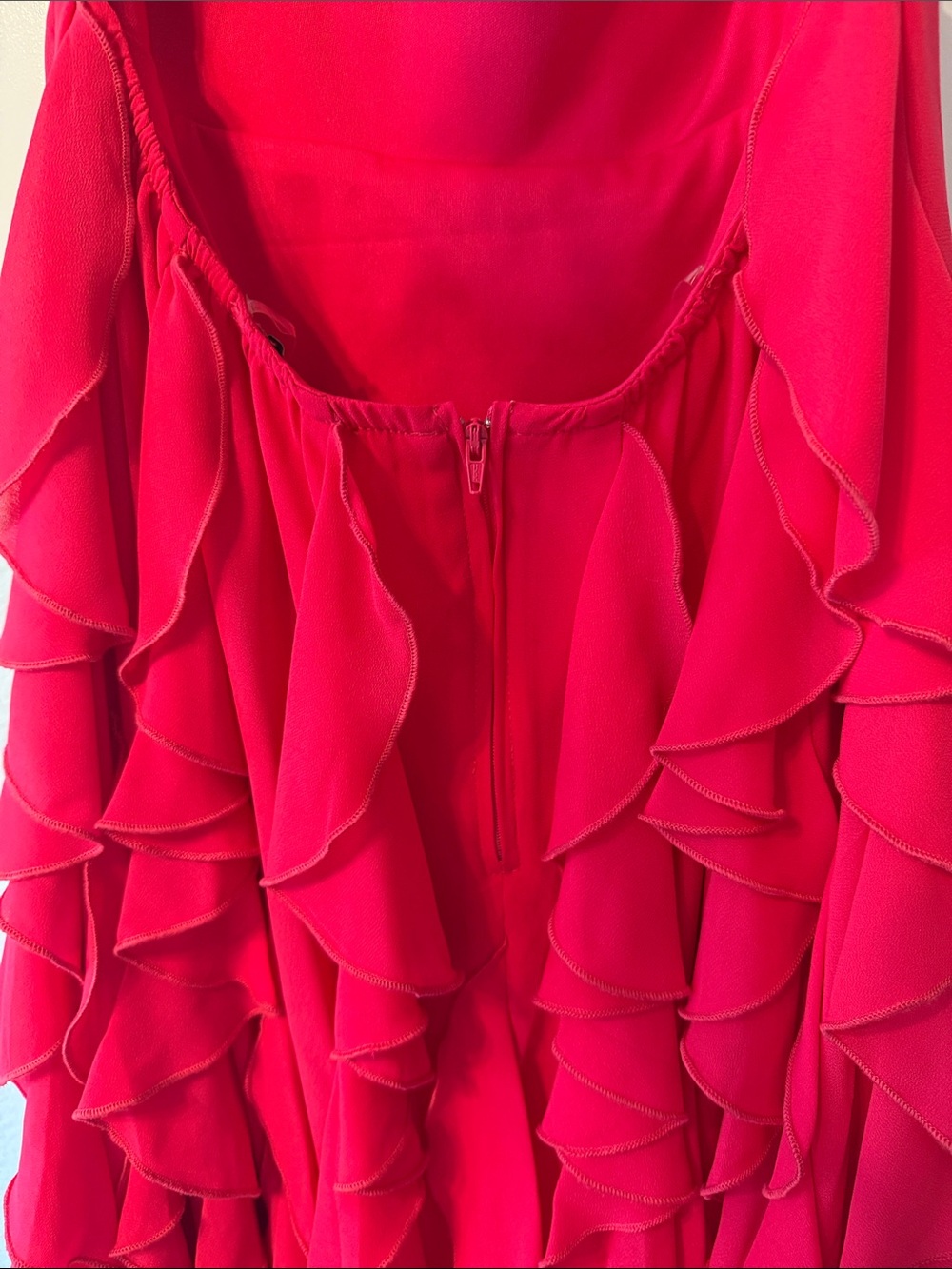 Hot Pink Ruffled Spaghetti-Strap Dress - Picture 7 of 8